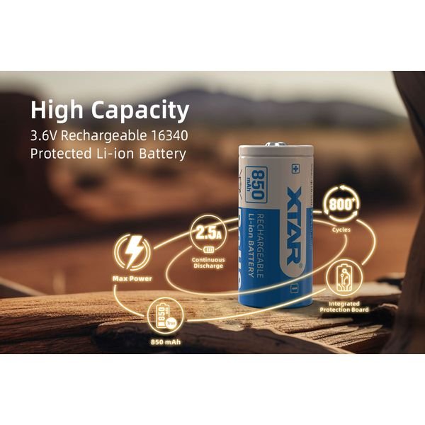 16340-Lithium-850mAh-akkuteile01_result Επαναφορτιζόμενη μπαταρία με προστασία XTAR 16340 850mAh - Image 3