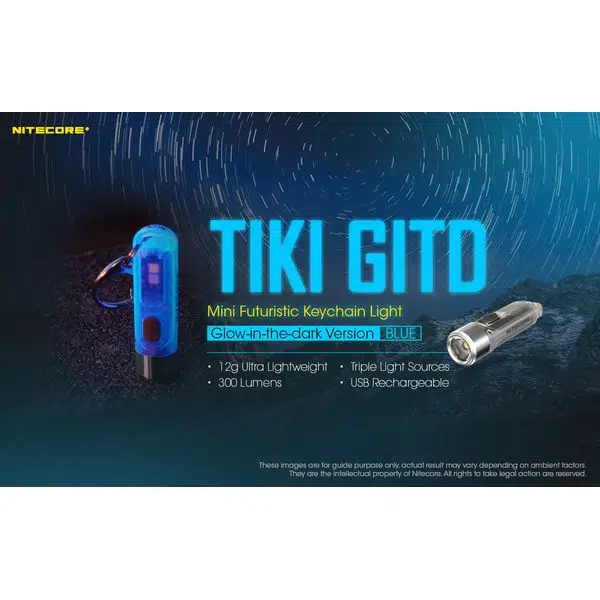 ΦΑΚΟΣ LED NITECORE TIKI GITD Blue, Glow-In-The-Dark, USB- C, 300 lumens - Image 2