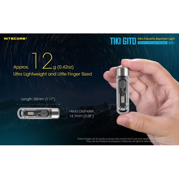 ΦΑΚΟΣ LED NITECORE TIKI GITD Blue, Glow-In-The-Dark, USB- C, 300 lumens - Image 5