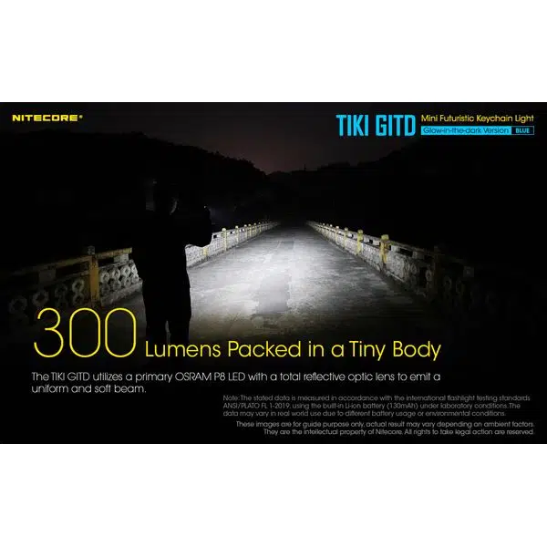 ΦΑΚΟΣ LED NITECORE TIKI GITD Blue, Glow-In-The-Dark, USB- C, 300 lumens - Image 6