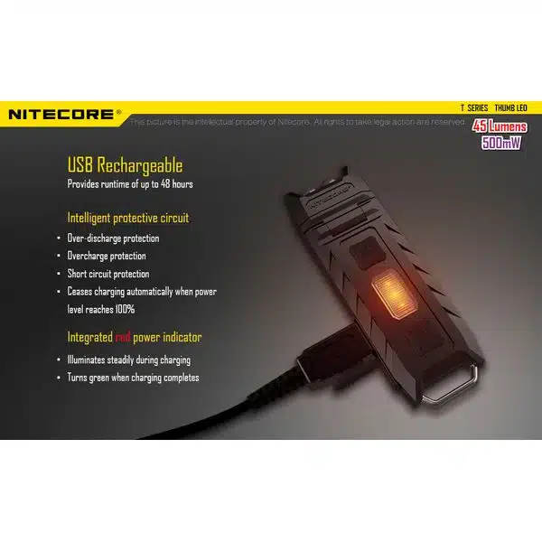 ΦΑΚΟΣ LED NITECORE THUMB LEO, rechargable, 45lumens+500mW UV - Image 7