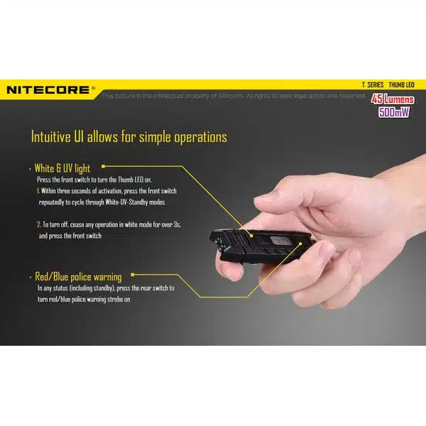 ΦΑΚΟΣ LED NITECORE THUMB LEO, rechargable, 45lumens+500mW UV - Image 8