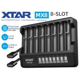 Xtar MX8 - Universal charger for 1.5V,3.6 - 3.7V, Li-Ion & 1.2V