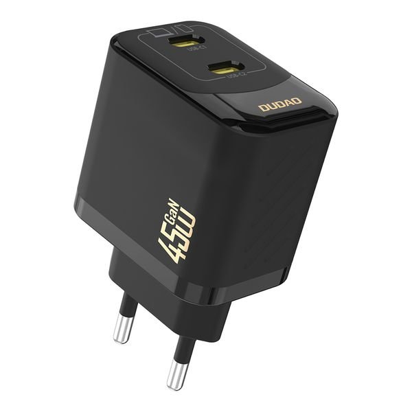 eng_pl_Dudao-A28PEU-PD-45W-GaN-2xUSB-Wall-Charger-Black-204499_1_result Dudao A28PEU PD 45W GaN 2xUSB-C Wall Charger - Image 1