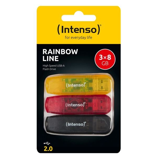 194275_00_1920x1920_result Intenso Rainbow Line 8GB USB Stick 2.0 Multipack x3 - Image 1