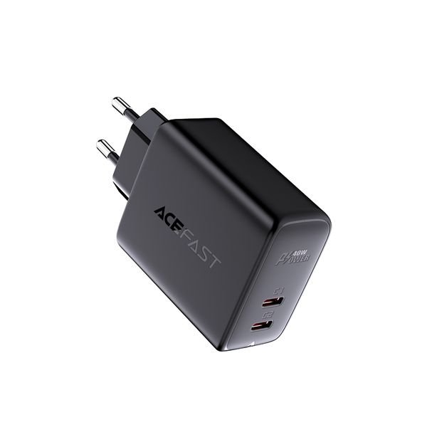 Acefast charger 2x USB Type C 40W, PPS, PD, QC 3.0, AFC, FCP black - Image 3