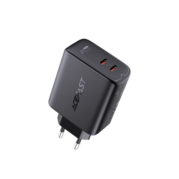 Acefast charger 2x USB Type C 40W, PPS, PD, QC 3.0, AFC, FCP black - Image 4