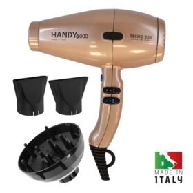 TECNO DRY HANDY 6000 SUPERPOWER CHAMPAGNE 6000 LINE,Επαγγελματικό Πιστολάκι Μαλλιών Με 2 Στόμια & Φυσούνα 2500 W