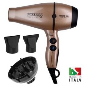 TECNO DRY BOSS 6000 CHAMPAGNE ULTRA IONIC LINE Επαγγελματικό Πιστολάκι Μαλλιών Με 2 Στόμια & Φυσούνα 2500 W