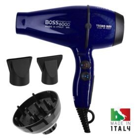 TECNO DRY BOSS 6000 BLUE ULTRA IONIC LINE Επαγγελματικό Πιστολάκι Μαλλιών Με 2 Στόμια & Φυσούνα 2500 W