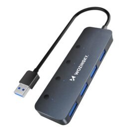 USB-A Hub Wozinsky 4 x USB-A 3.0 Με Ξεχωριστούς Διακόπτες, Αλουμίνιο, Με καλώδιο 30 cm