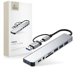 Tech-Protect HB06 HUB Adapter 8in1 TYPE-C + USB2.0 + USB3.0 + SD/TF + AV3.5