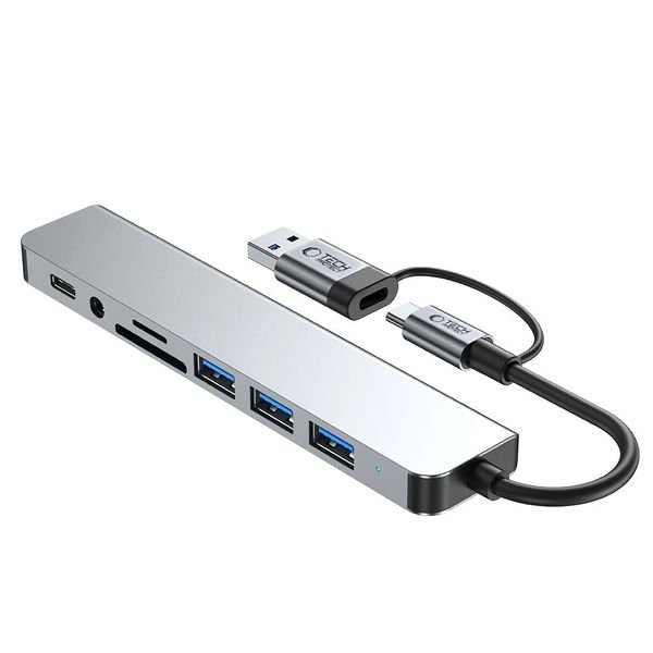 CREATOR: gd-jpeg v1.0 (using IJG JPEG v62), quality = 80 Tech-Protect HB06 HUB Adapter 8in1 TYPE-C + USB2.0 + USB3.0 + SD/TF + AV3.5 - Image 4