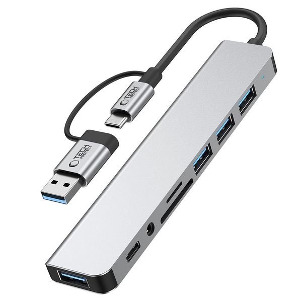 CREATOR: gd-jpeg v1.0 (using IJG JPEG v62), quality = 80 Tech-Protect HB06 HUB Adapter 8in1 TYPE-C + USB2.0 + USB3.0 + SD/TF + AV3.5 - Image 6