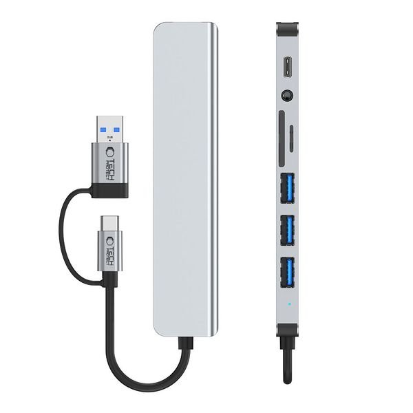 CREATOR: gd-jpeg v1.0 (using IJG JPEG v62), quality = 80 Tech-Protect HB06 HUB Adapter 8in1 TYPE-C + USB2.0 + USB3.0 + SD/TF + AV3.5 - Image 7
