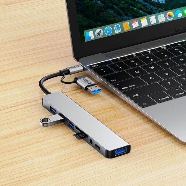 CREATOR: gd-jpeg v1.0 (using IJG JPEG v62), quality = 80 Tech-Protect HB06 HUB Adapter 8in1 TYPE-C + USB2.0 + USB3.0 + SD/TF + AV3.5 - Image 8