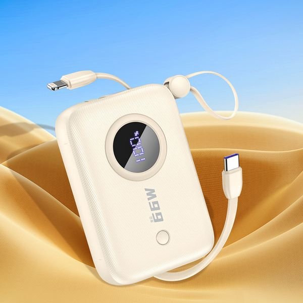 eng_pl_Dudao-K14-10000mAh-power-bank-with-USB-C-Lightning-cables-beige-156617_1_result Dudao K14 power bank 10000mAh με καλώδια USB-C / Lightning - Image 2