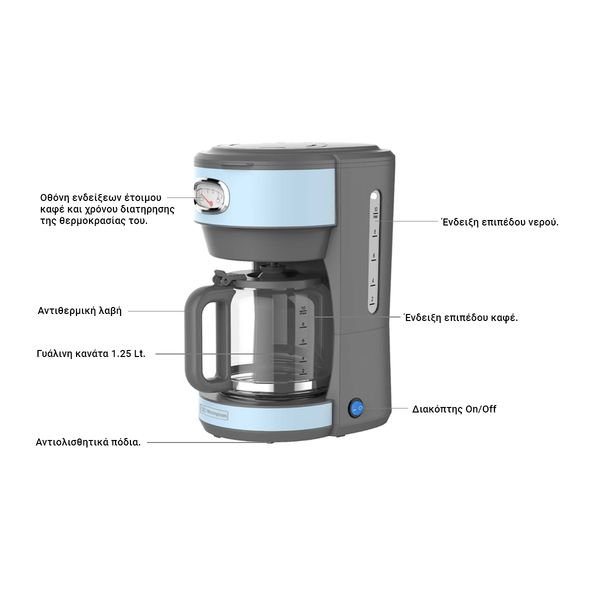 infographic_result Καφετιέρα Φίλτρου 1000 W Γαλάζια Retro Series ,WESTINGHOUSE WKCMR621BU - Image 6