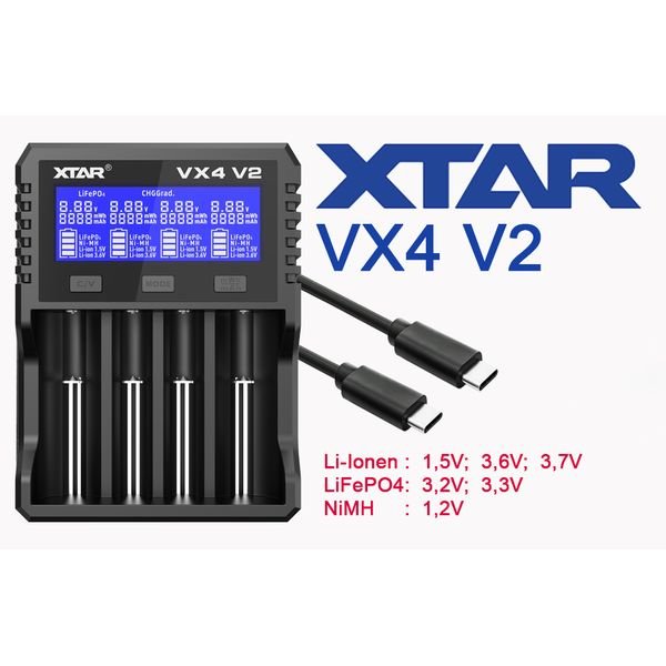 xtar-vx4-v2-ladegeraet-fuer-li-ionen-1-5v-3-6v--3-7v-lifepo4-3-2v-nimh-1-2v-kit_result Xtar VX4 V2 - Φορτιστής-αναλυτής Για Μπαταρίες 1,5V, Li-Ion 3,6-3,7V, LiFePO4 3,2V και Ni-MH 1,2V. - Image 1