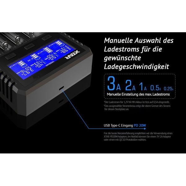 xtar-vx4-v2-ladegeraet-fuer-li-ionen-1-5v-3-6v--3-7v-lifepo4-3-2v-nimh-1-2v-ladestrom_result Xtar VX4 V2 - Φορτιστής-αναλυτής Για Μπαταρίες 1,5V, Li-Ion 3,6-3,7V, LiFePO4 3,2V και Ni-MH 1,2V. - Image 6